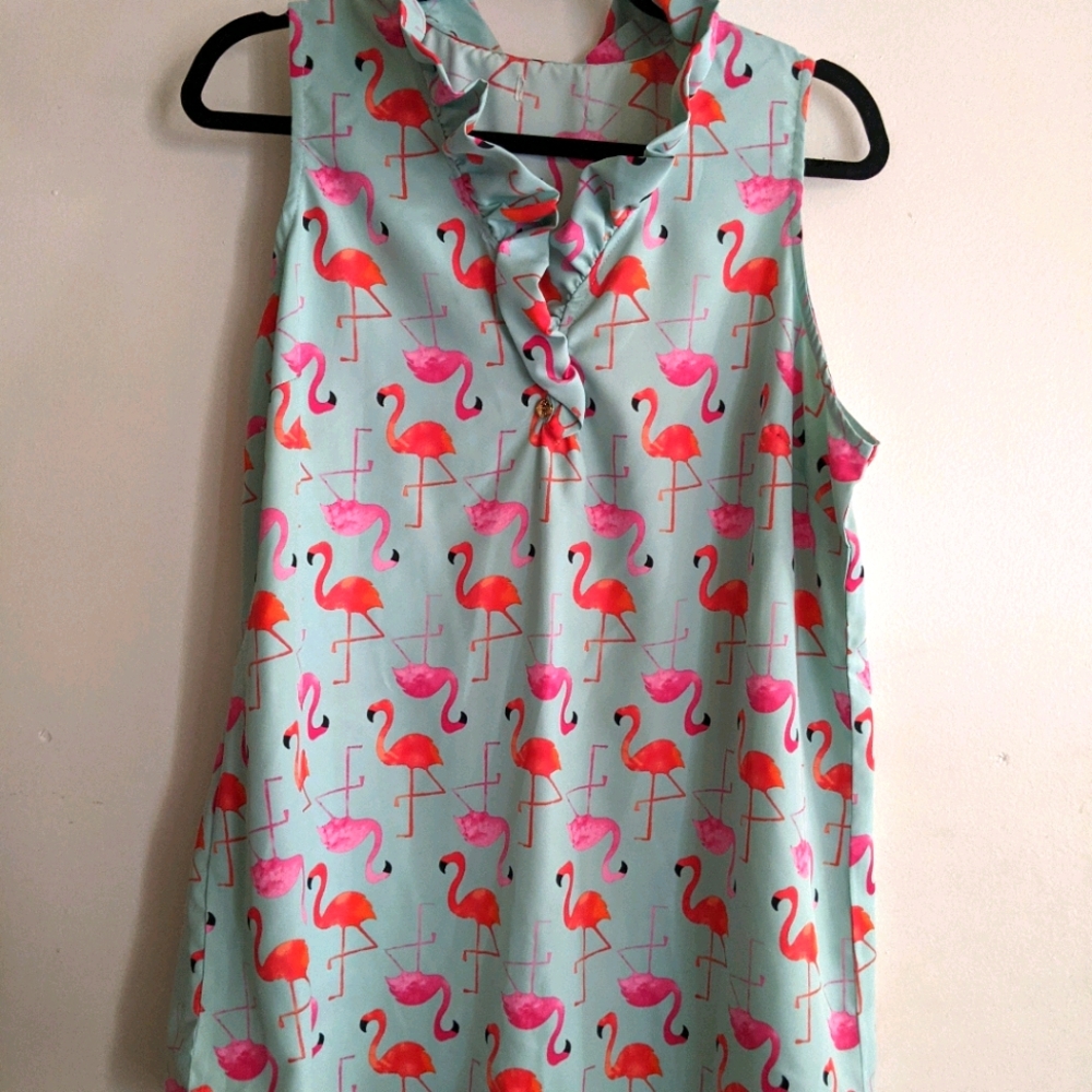 Flamingo ruffled-collar blouse